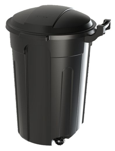 Resin Circular Wheeled Outdoor Garbage Can with Lid, Black, 121-L G1616