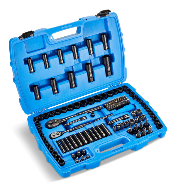 Socket Set, 122-pc, SAE/Metric, CRV, Black Steel Finish K8385