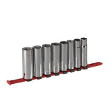 1/2-in Drive 6 Pt. Deep Socket Set, SAE, Nickel-Chrome Plating, 8-pc