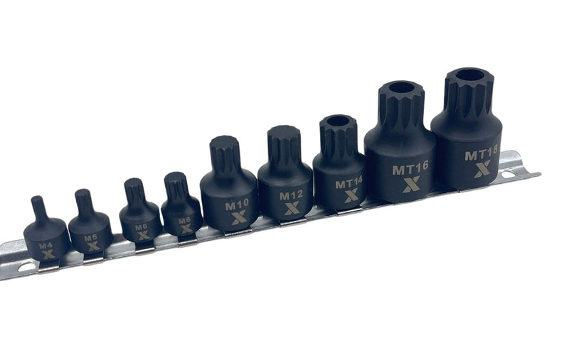 9 Piece Impact Stubby Bit Socket Rail Triple Square I3525