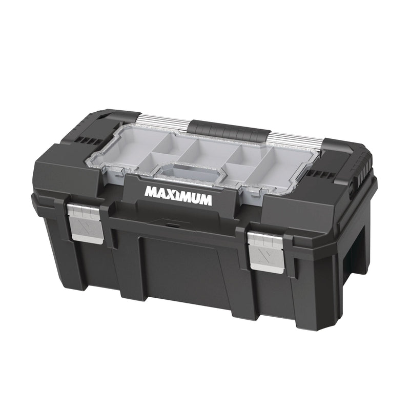 Heavy-Duty Plastic Tool Box with Removable Tray & Organizer, 22-in, Black N9983