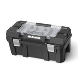 Heavy-Duty Plastic Tool Box with Removable Tray & Organizer, 22-in, Black
