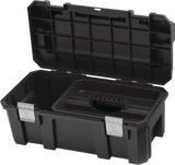 Heavy-Duty Plastic Tool Box with Removable Tray & Organizer, 22-in, Black
