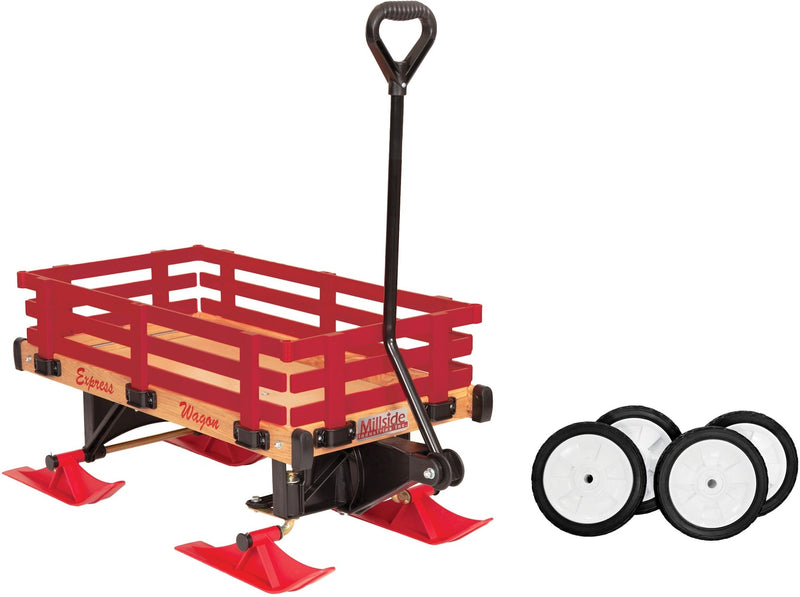 Industries Express Kids' Convertible Wooden Wagon Sleigh/Sled For All Seasons, Ages 3+ T7022