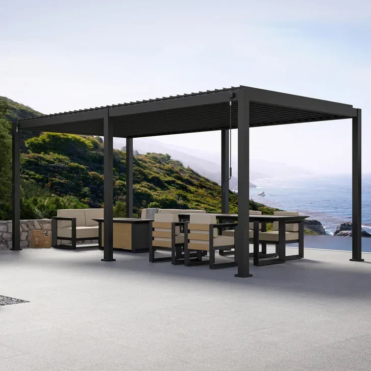 Mirador 10 ft. x 20 ft. Adjustable Louvered Aluminum Pergola P7581