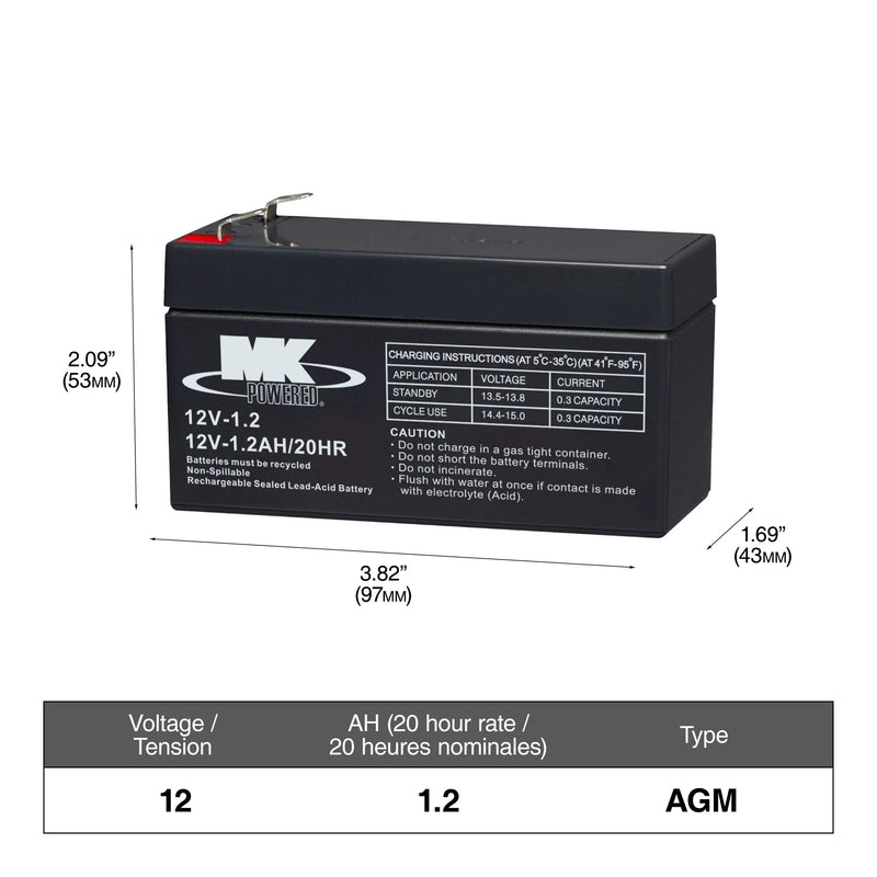12-Volt 1.2 Ah SLA Battery, F1 Terminal W2157