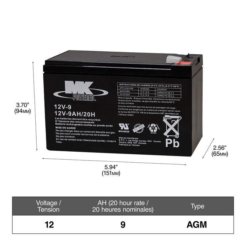 12-Volt 9 Ah SLA Battery, F2 Terminal I670