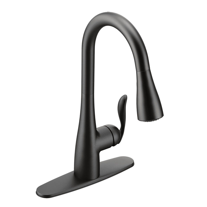 Arbor Single Handle Modern Pull Down Kitchen Faucet with Reflex & Power Clean, Matte Black P6937