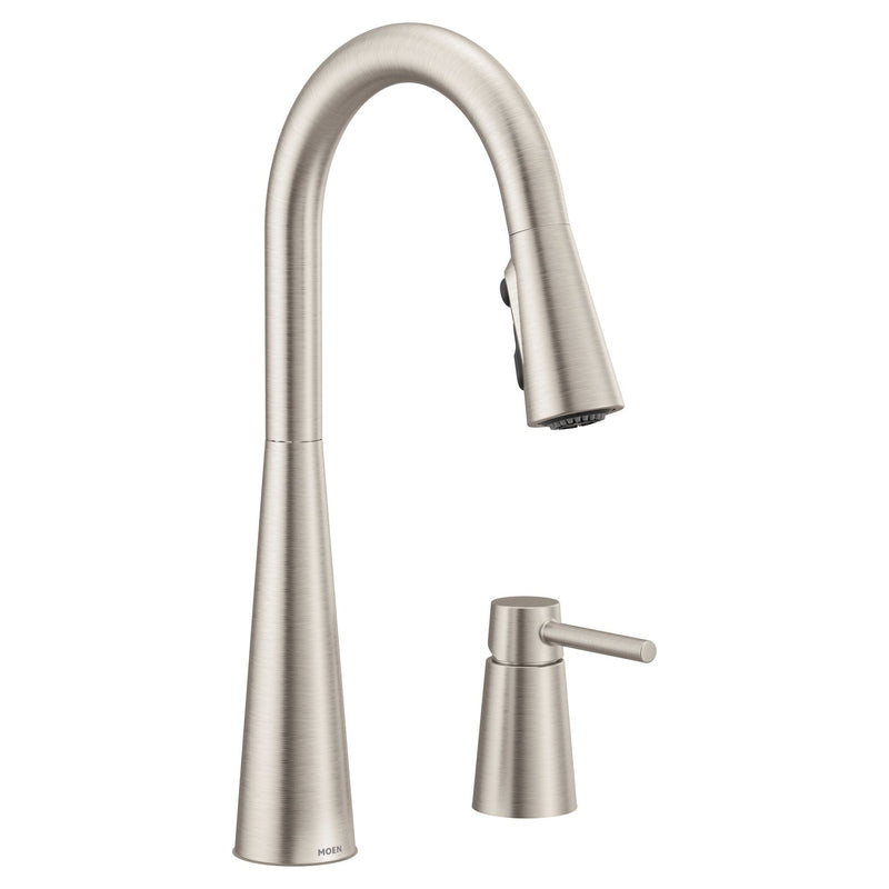 Single Handle High Arc Kitchen Faucet with In-Deck Handle, Stainless Steel B8928