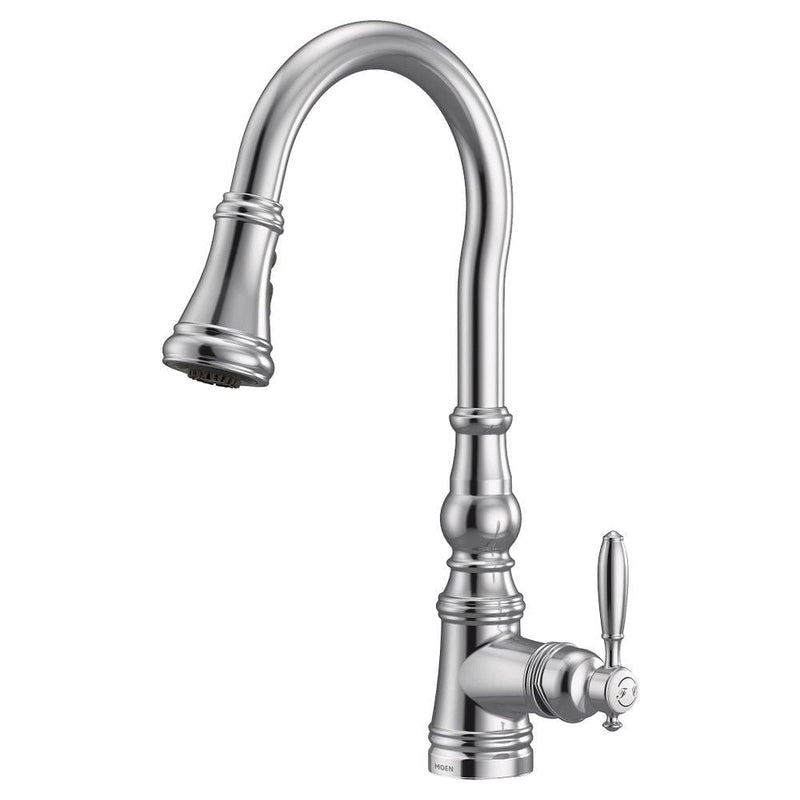 Weymouth Single Handle High Arc Pull Down Sprayer Kitchen Faucet with Power Clean, Chrome F9688
