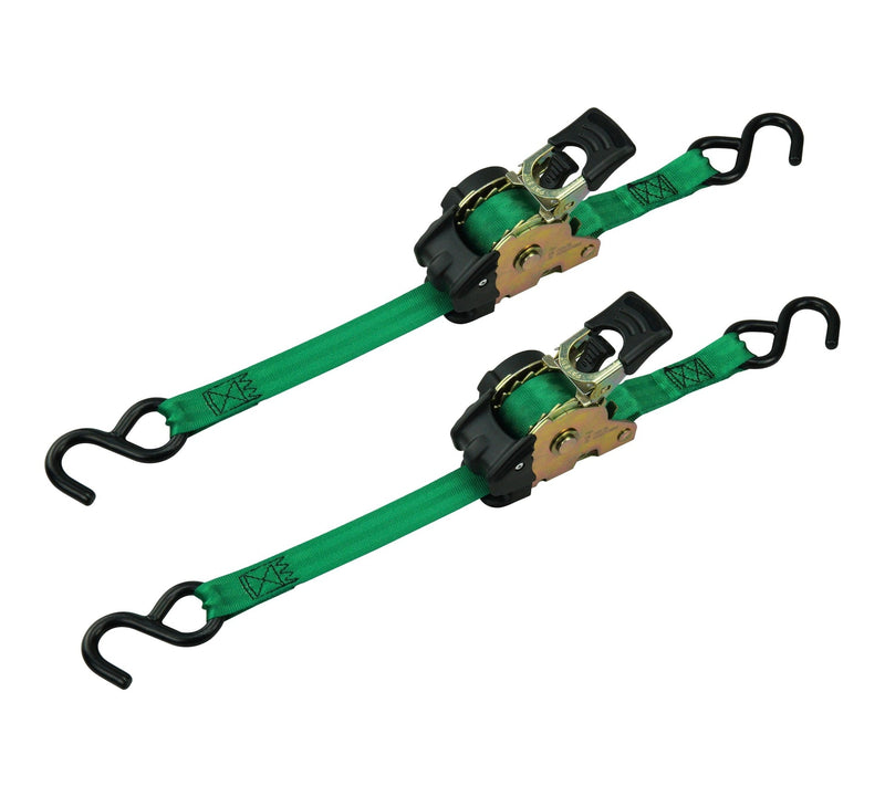 1,200-lb Retractable Ratchet Tie Down Straps, 1-in x 10-ft (2.54 cm x 3 m), 2-pk C813