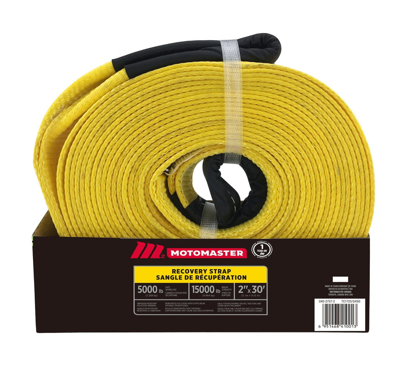15,000-lb Recovery Strap with Loop Ends, Commercial Grade, 2-in x 30-ft A9100