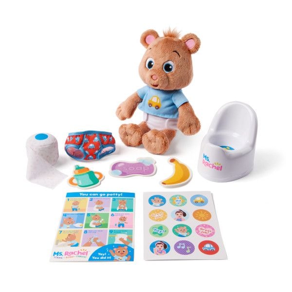 Potty Time with Bean 11-in Plush Teddy Bear with Play Toilet & Accessories, Ages 18 Months to 3+ V6308