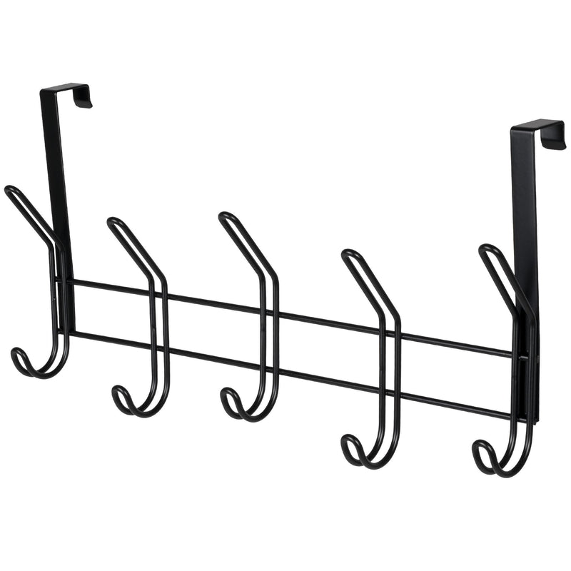 19" Over The Door Double Metal 5 Hook, Black W7483
