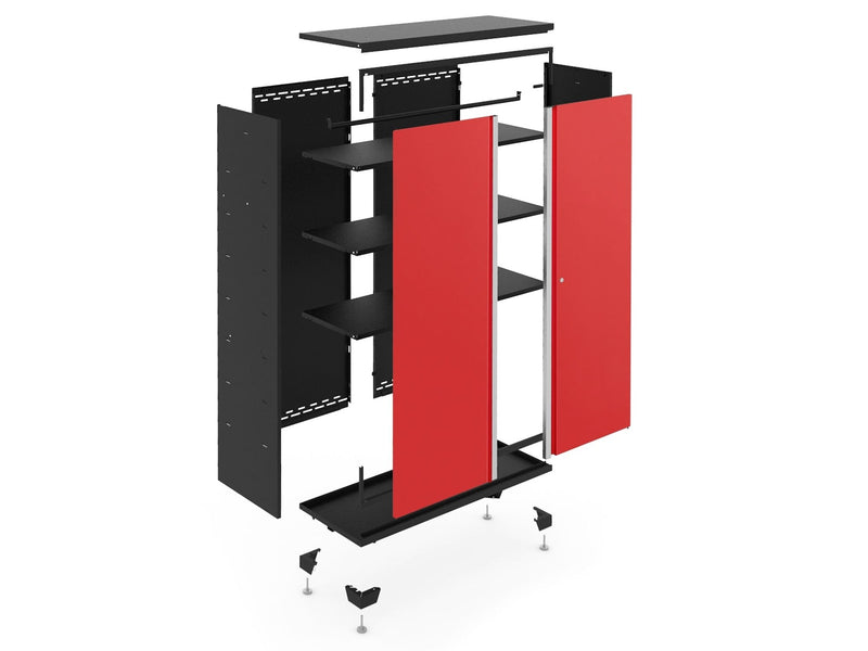 Bold Series 24-Gauge Steel RTA Storage Locker with 3 Shelves, Black/Red, 30-in W5968
