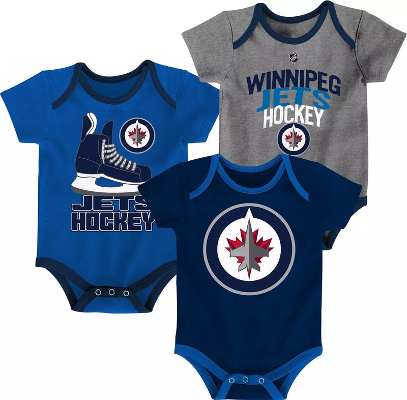 Infant/Baby Bodysuit Onesie, Blue/Grey/Navy Blue, 3-pk D3496