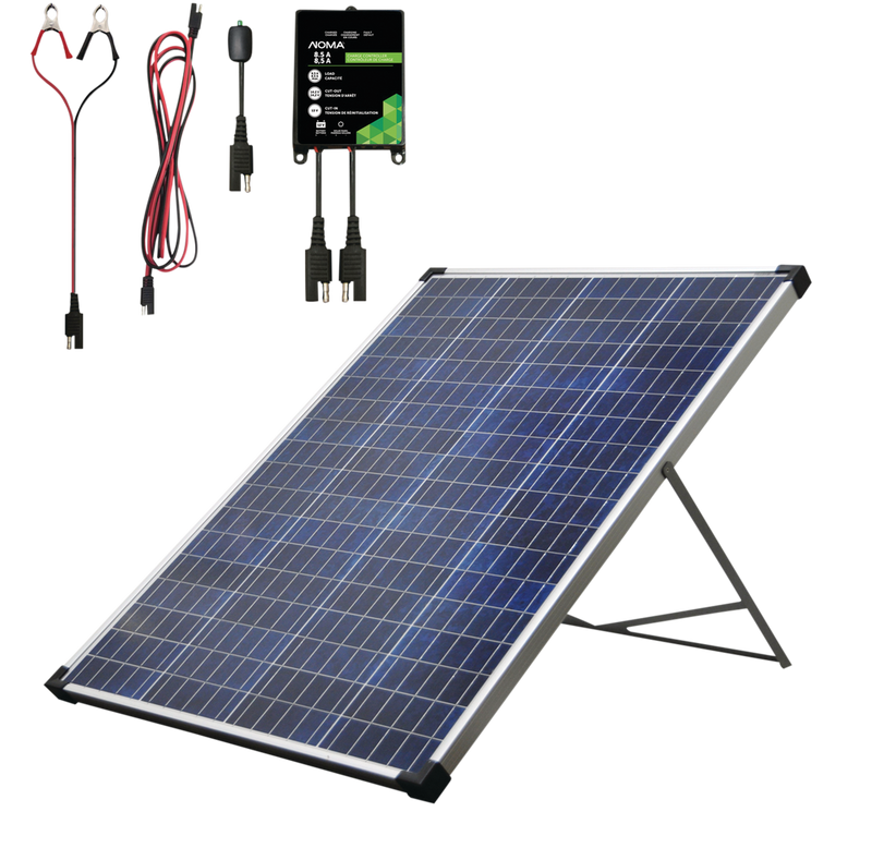 100 Watt, 12V Crystalline Solar Panel Kit with Stand and Charge Controller Q5100