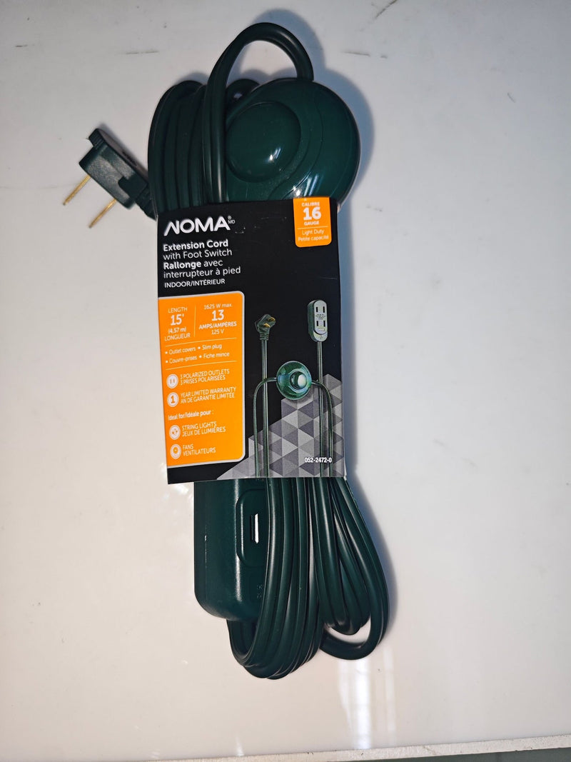 14-ft 7-in 16/2 Indoor Extension Cord, ON/OFF Foot Switch, Green T4232