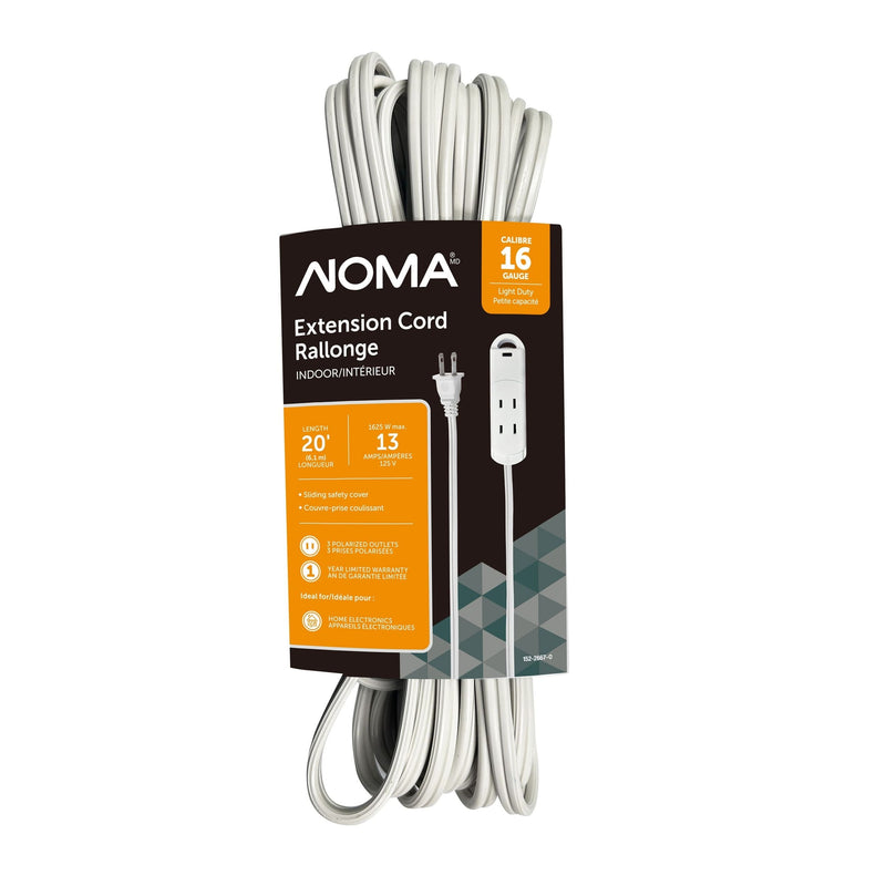 20-ft 13A 3-Outlet/1-USB-C Light-Duty 16-Gauge White Indoor Extension Cord U9969