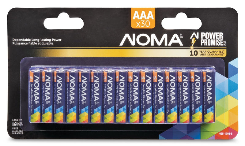30-pk AAA Alkaline Batteries, Long Lasting, All Purpose C1123