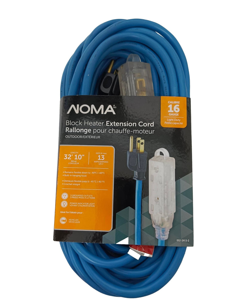 32-ft 10-in 16/3 13 Amp All-Weather Block Heater Cord with Lighted End, Blue E6751