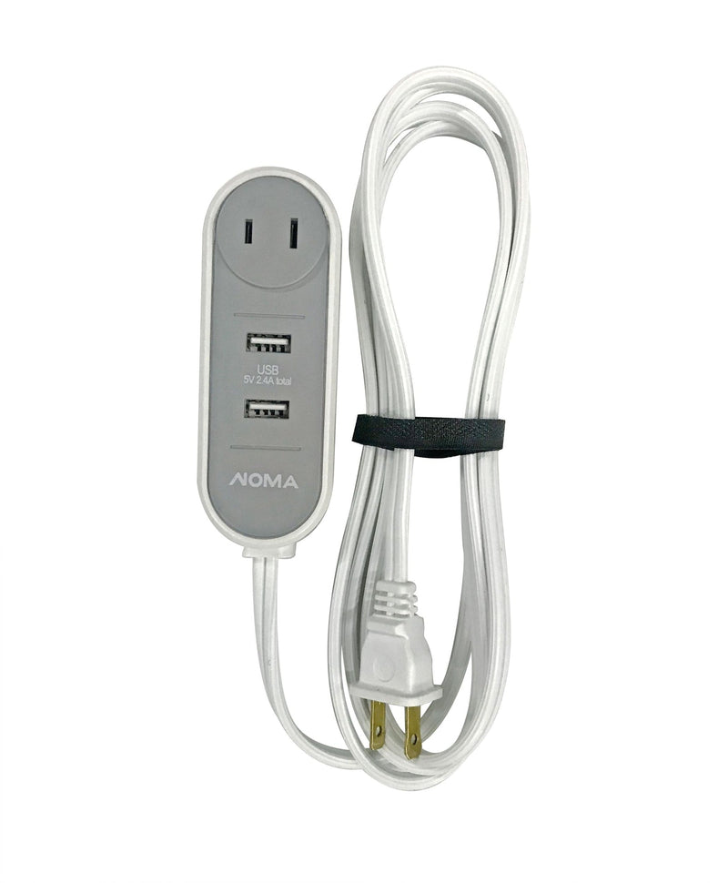 6-ft 6-in 16/2 Extension Cord with 2 USB Outlets, Travel design, White O6339