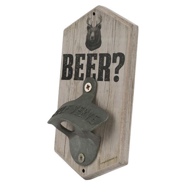 Open Road Brands "Beer" Bear Decorative Bottle Opener, Wood/Metal, Brown K5456