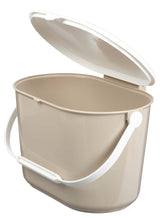 Plastic Compost Bin with Handle, White/Beige, 7-L
