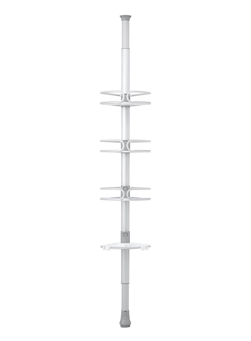 Aluminum Quick Extend Tension Pole Shower Caddy, Grey, 9-ft D3273