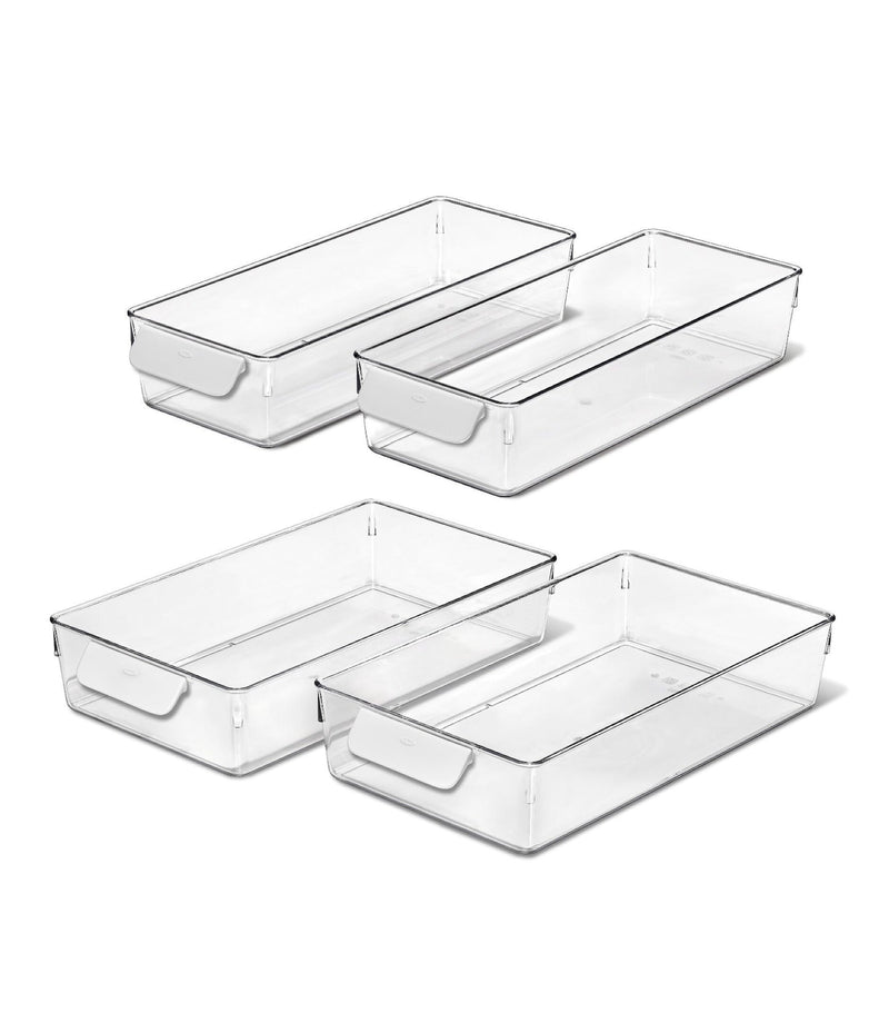 4-Piece Refrigerator Storage Bin Set, Clear X5614