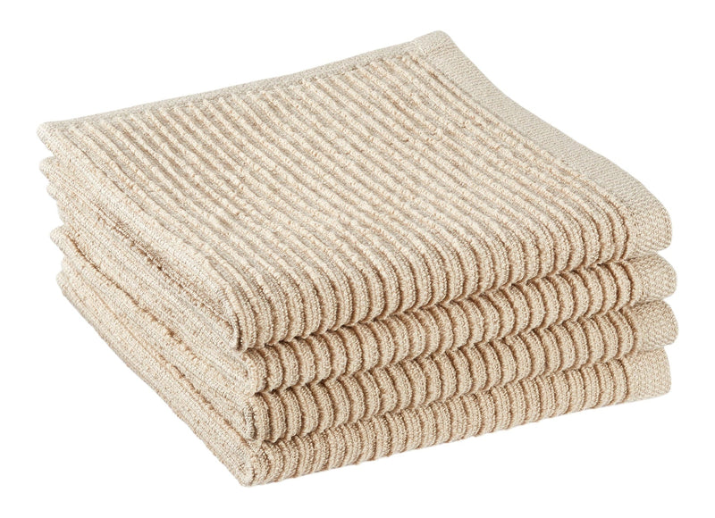 All-Purpose Ribbed Cotton Terry Square Dish Cloths, Beige, 4-pk V0264