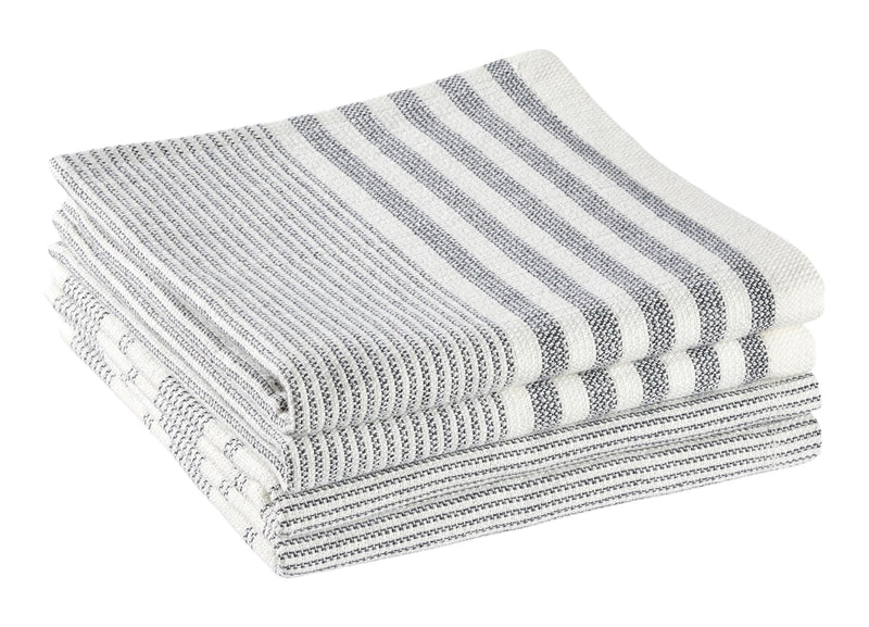 All-Purpose Striped Cotton Terry Square Dish Cloths, Grey, 4-pk Z8984