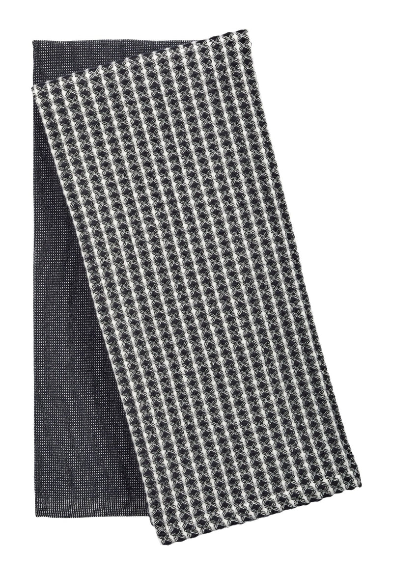 All-Purpose Two-Tone Cotton Kitchen Towels, Black, 2-pk E2797
