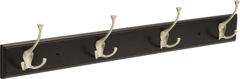 Stainless Steel 4-Tri Hook Rail, Black/Nickel, 27-in F6750
