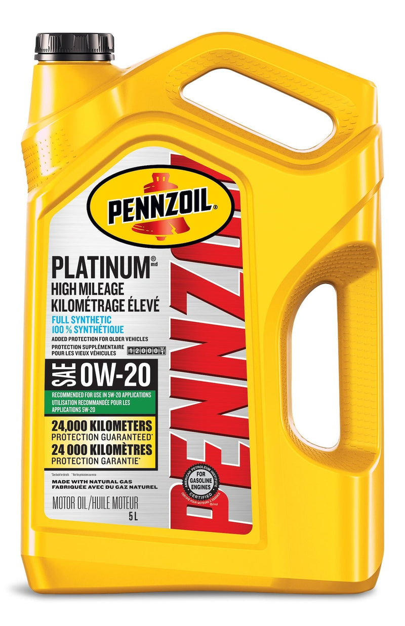 Platinum High Mileage 0W20 Synthetic Engine/Motor Oil, 5-L Q4983