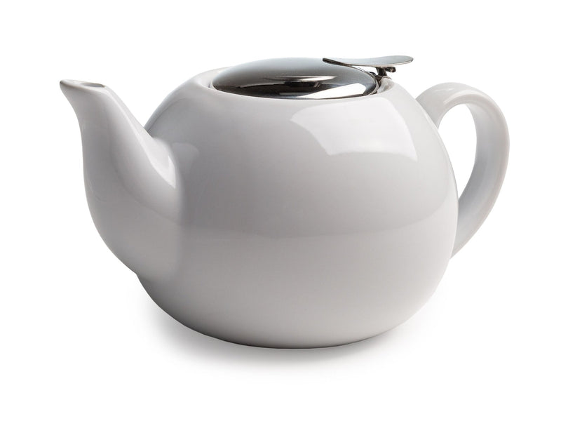 Ceramic Teapot with Stainless Steel Infuser, 0.71-L, White Y9882