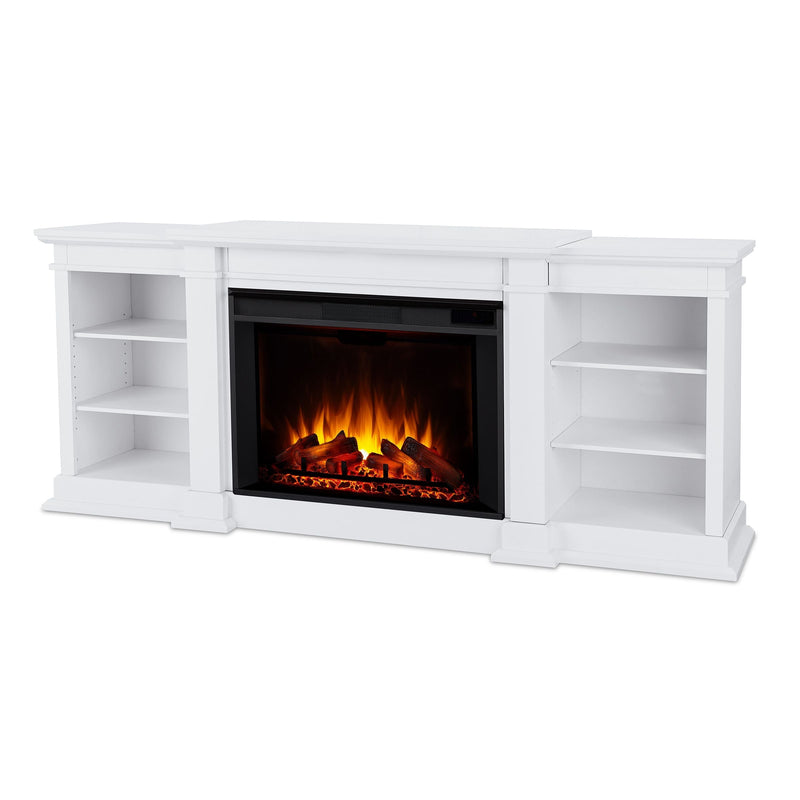 Eliot Grand Entertainment VividFlame Media Indoor Electric Fireplace TV Stand, 1500W, Includes Remote Control & Firebox, White N6304
