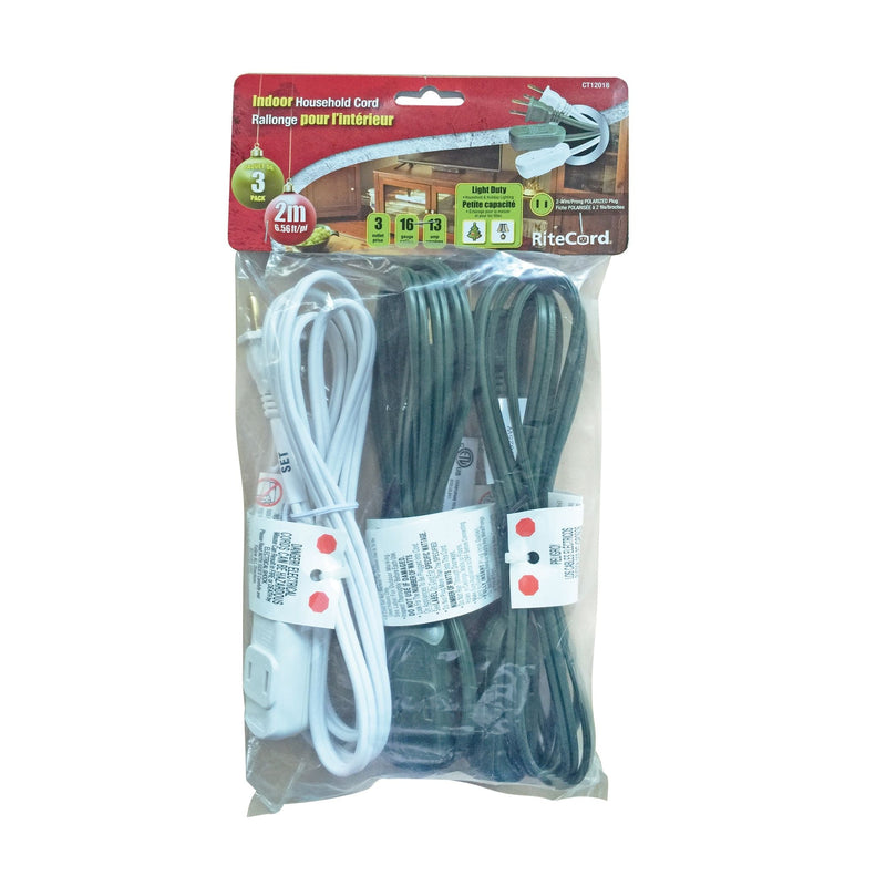 6-ft 7-in 16/2 Indoor Extension Cord, 3-pk B6773