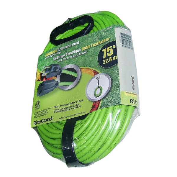 75-ft 16/3Outdoor Extension Cord with Locking Connector and Carry Strap, Lime Green V6829