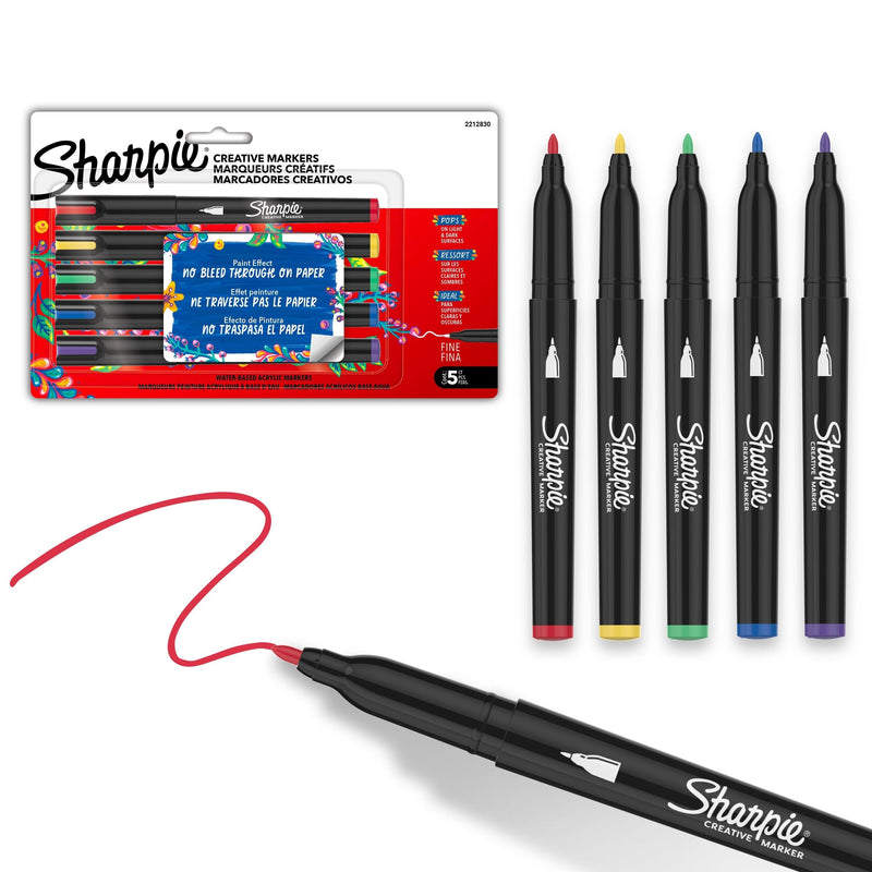 Creative Markers, Fine Tip, 5 Pieces, Assorted Colours M2215