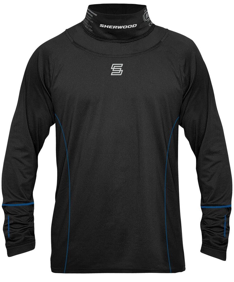 Hockey Long Sleeve Top with Integrated Neck Guard, Senior/Men, Black, Assorted Sizes X7683
