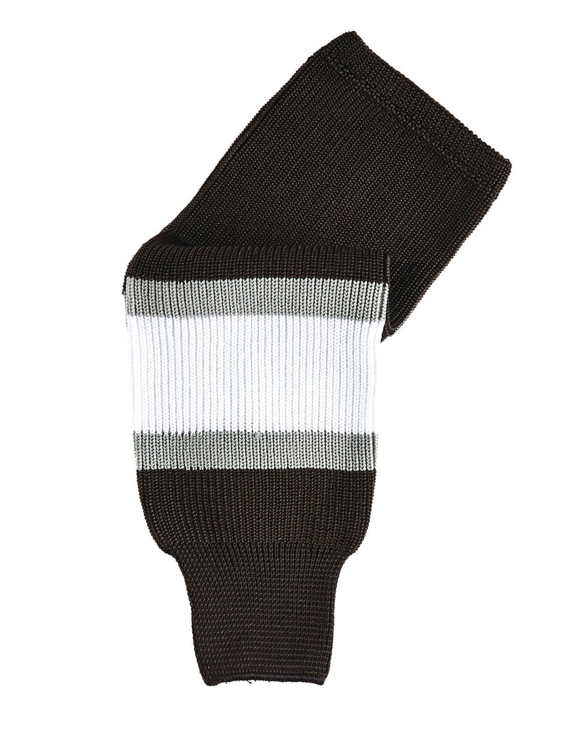 Knit Hockey Socks, Black/White/Silver, Assorted Sizes K4462