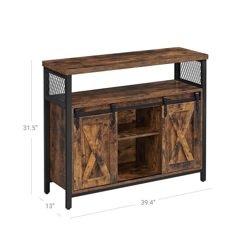 Home Brown Buff Sideboard Storage with Sliding Doors C3254