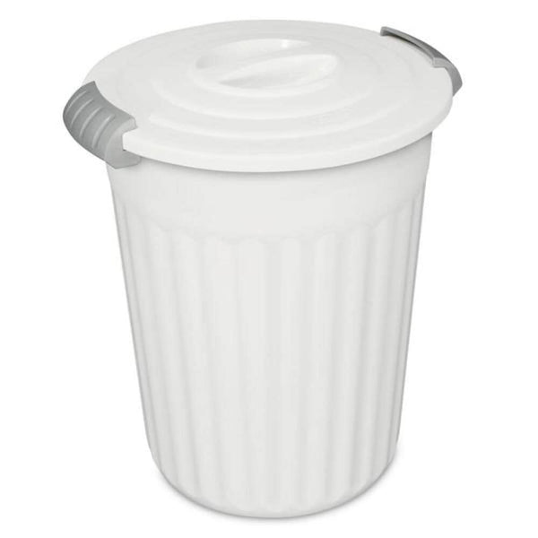 Plastic Round Latching Utility Garbage Can, White, 23-L B1992