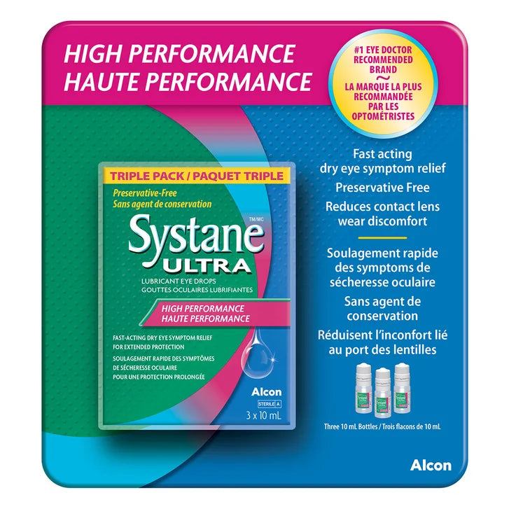 Systane Ultra Lubricant Eye Drops, Preservative Free, 3 x 10 mL Bottles P2193