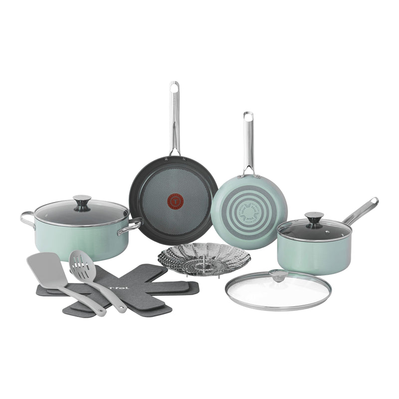 Ceramic Inspire Non-Stick Cookware Set, Dishwasher & Oven Safe, Mint, 12-pc V1255