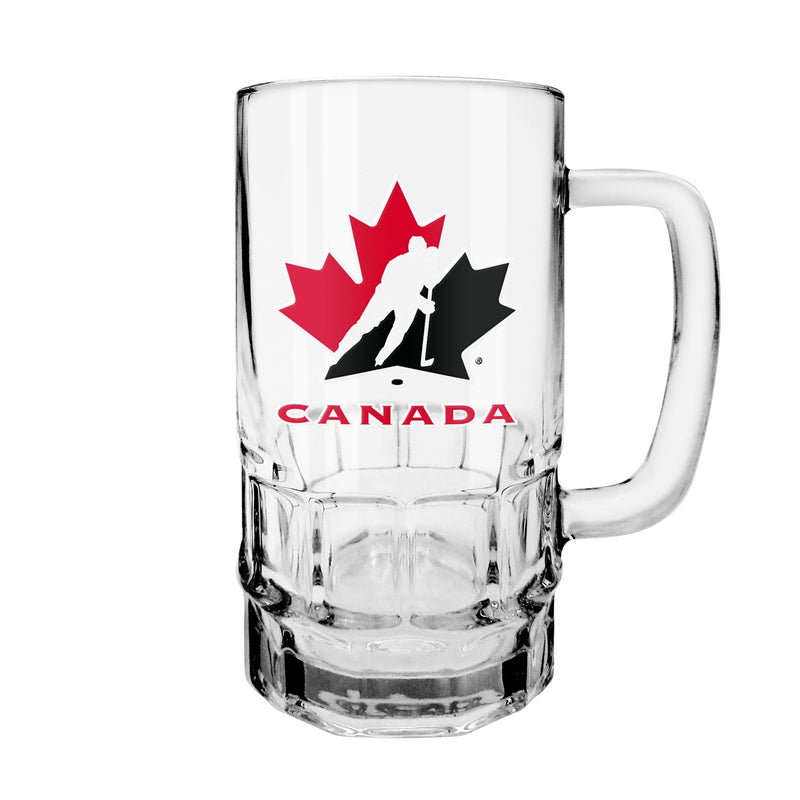 Reusable Glass Beer Stein, Classic Drinking Glass with Handle, Clar, 18-oz D5938