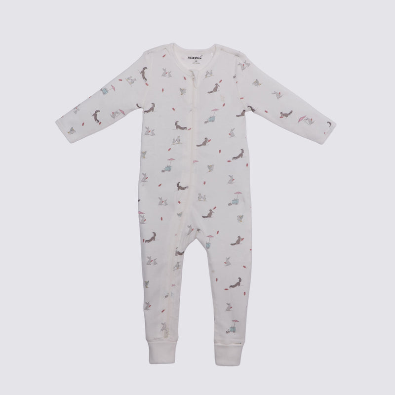 Racoon Print Premium Organic Cotton Play and Grow Rib Foot Zippy, Various Sizes S4226