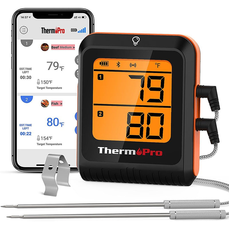 2-Probe Digital-Read Wireless Wireless Food & Meat Cooking Thermometer with Backlight Display & Rechargeable Battery S8847