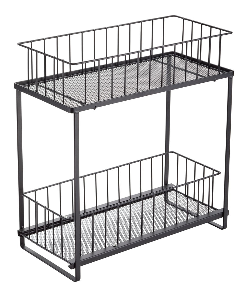 2-Tier Shower Organizer with Slide Out Basket, Black A4764